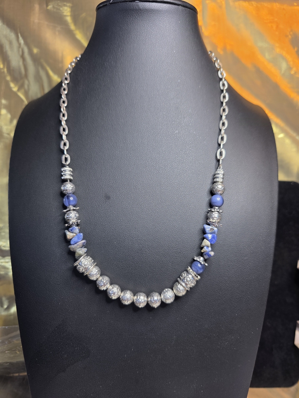 #909 Ruby Rd. Silver-Tone Necklace with Blue Accent Beads